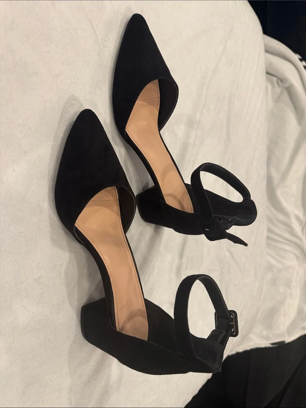 Black Ankle-Strap Pointed-Toe Women's Heels